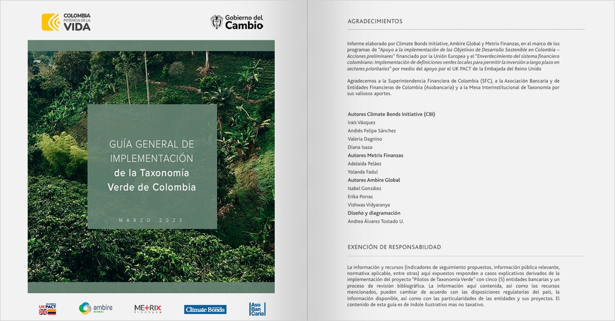 Guía general de implementación de la Taxonomía Verde de Colombia
